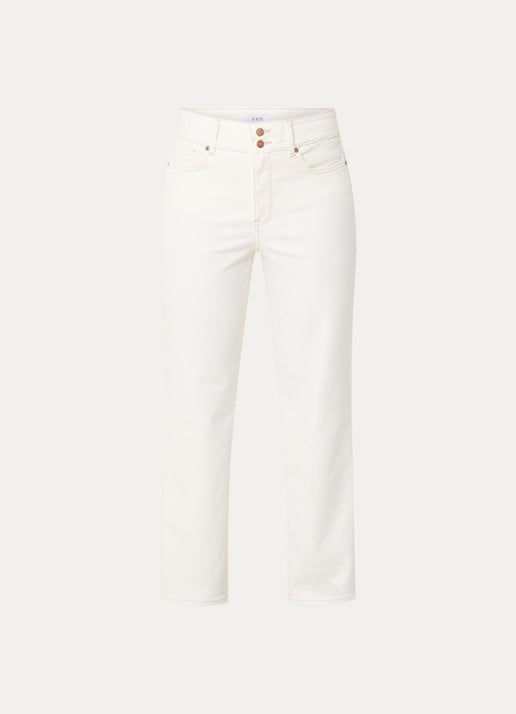 NYDJ Bailey high waist straight leg jeans met gekleurde wassing - voorkant 3 gebroken wit