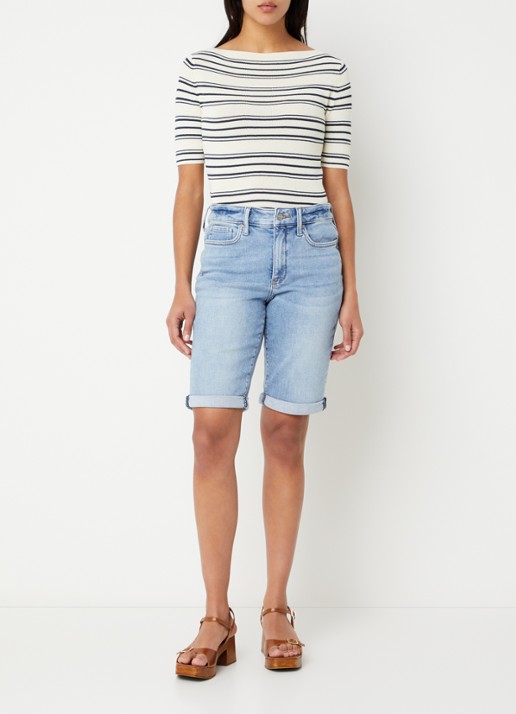 NYDJ Briella high waist slim fit korte broek van denim - voorkant 3 indigo