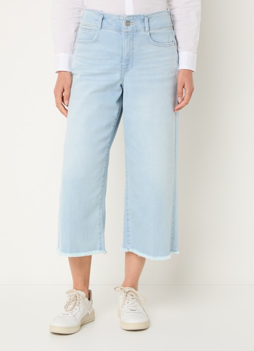 NYDJ Brigitte high waist wide leg cropped jeans met lichte wassing - detail 3 indigo