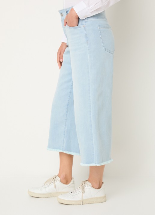 NYDJ Brigitte high waist wide leg cropped jeans met lichte wassing - detail 4 indigo
