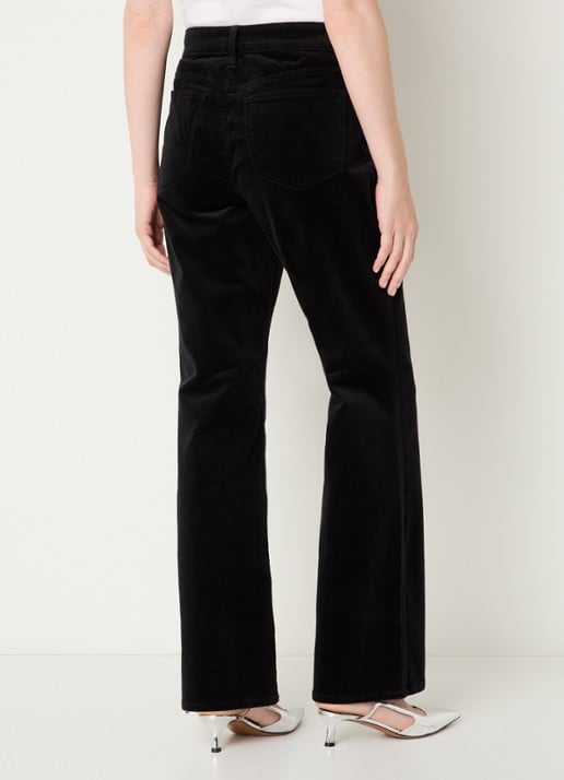 NYDJ Brooklyn high waist straight fit broek van corduroy - achterkant 3 zwart
