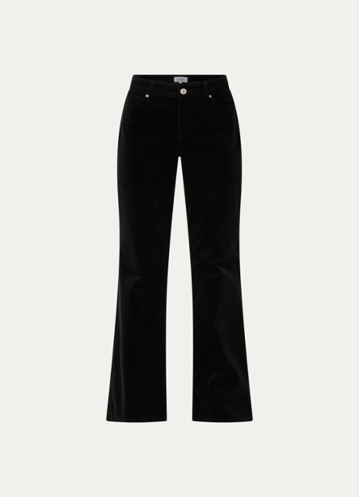 NYDJ Brooklyn high waist straight fit broek van corduroy - voorkant 4 zwart