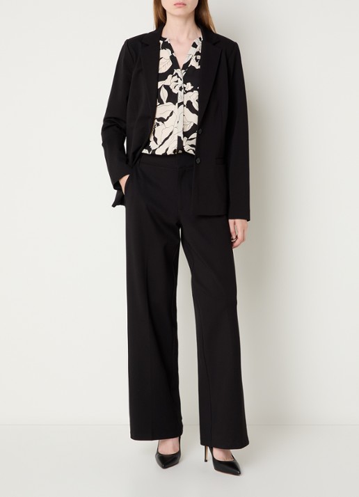 NYDJ Classic blazer met paspelzakken - voorkant 4 zwart