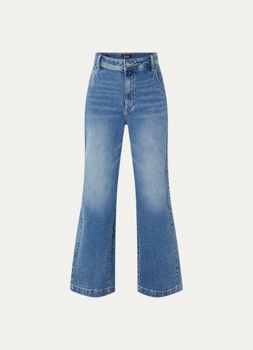 NYDJ Gracie high waist wide leg jeans met lichte wassing - voorkant 2 indigo