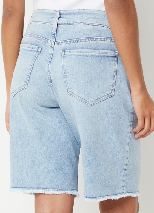 NYDJ Lilly mid waist straight fit korte broek van denim - achterkant 4 grijs