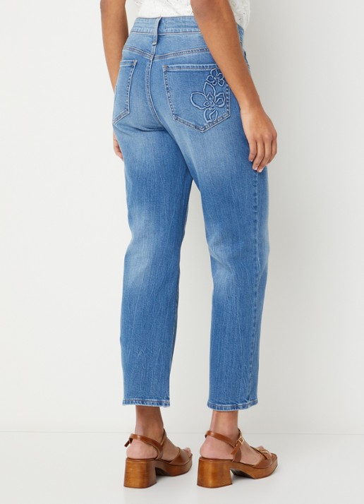 NYDJ Mailyn mid waist straight fit jeans met gekleurde wassing - achterkant indigo