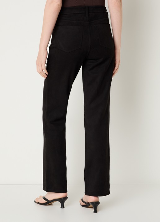 NYDJ Marilyn high waist straight fit broek van imitatiesuède - achterkant 3 zwart