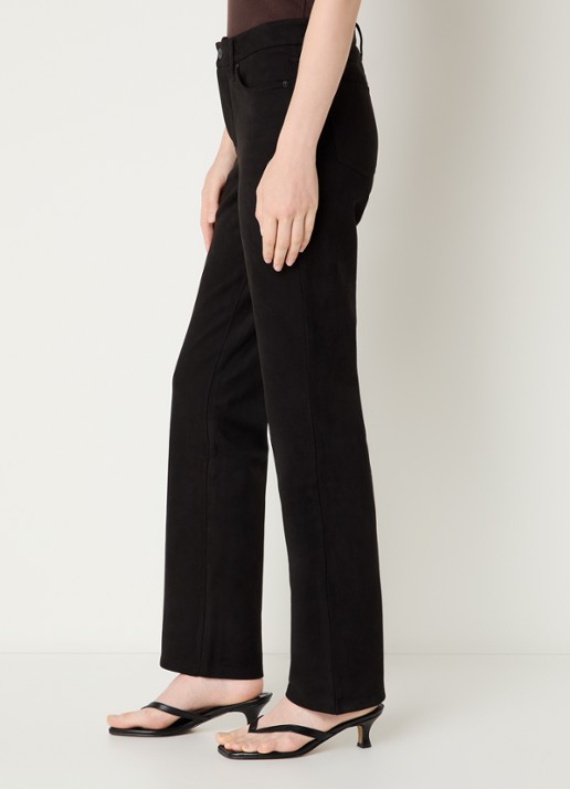 NYDJ Marilyn high waist straight fit broek van imitatiesuède - detail 2 zwart