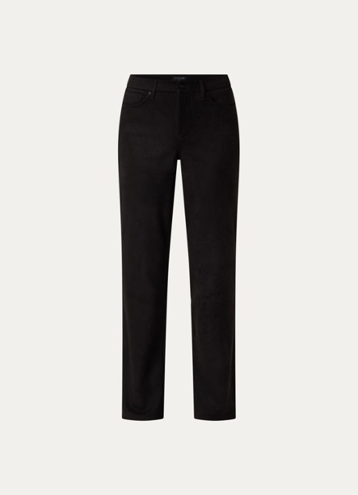 NYDJ Marilyn high waist straight fit broek van imitatiesuède - voorkant 4 zwart