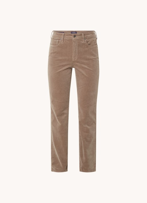 NYDJ Marilyn high waist straight fit chino van corduroy - voorkant taupe