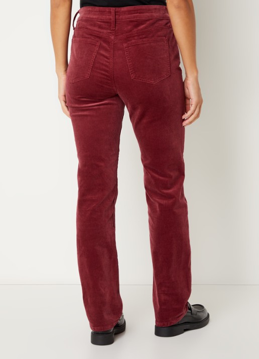 NYDJ Marilyn high waist straight fit chino van corduroy - achterkant 6 donkerrood