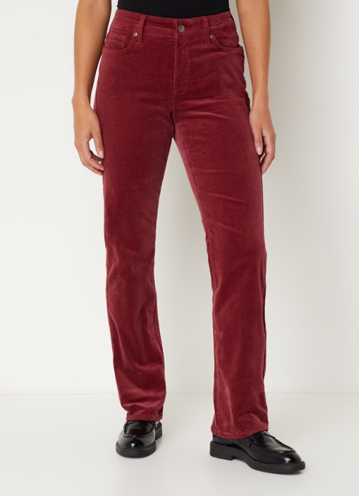NYDJ Marilyn high waist straight fit chino van corduroy - detail donkerrood