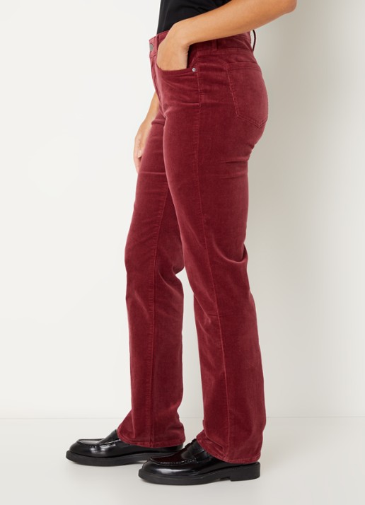 NYDJ Marilyn high waist straight fit chino van corduroy - detail 2 donkerrood