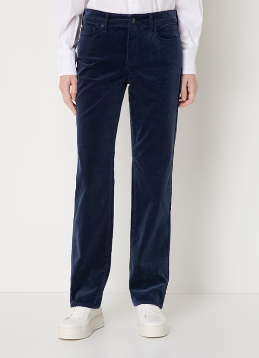 NYDJ Marilyn high waist straight fit chino van corduroy - detail 2 donkerblauw