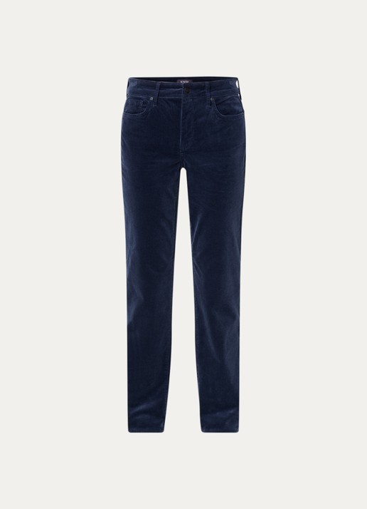 NYDJ Marilyn high waist straight fit chino van corduroy - voorkant 4 donkerblauw