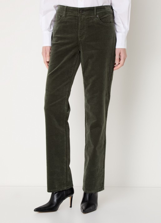 NYDJ Marilyn high waist straight fit chino van corduroy - detail 3 mosgroen