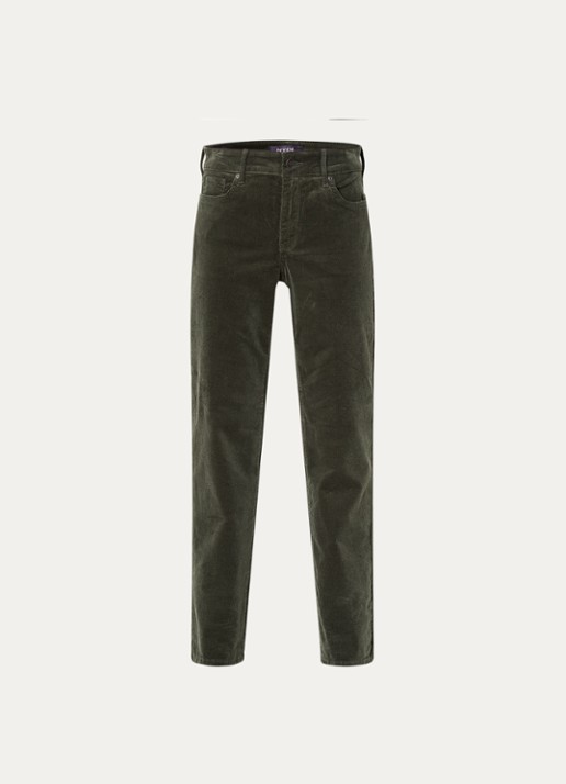 NYDJ Marilyn high waist straight fit chino van corduroy - voorkant mosgroen