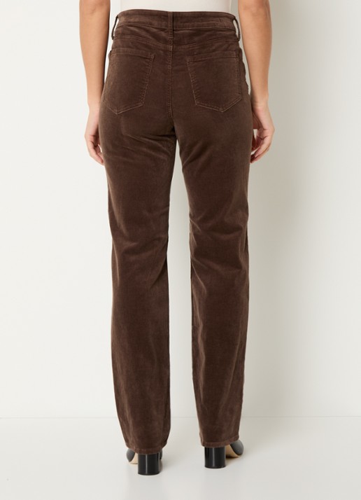 NYDJ Marilyn high waist straight fit chino van corduroy - achterkant 5 bruin