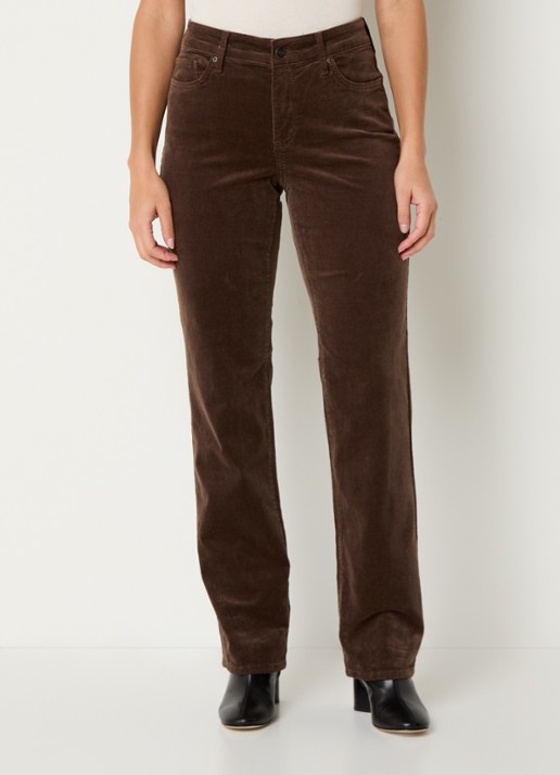 NYDJ Marilyn high waist straight fit chino van corduroy - detail bruin