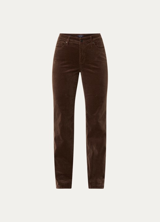 NYDJ Marilyn high waist straight fit chino van corduroy - voorkant 3 bruin