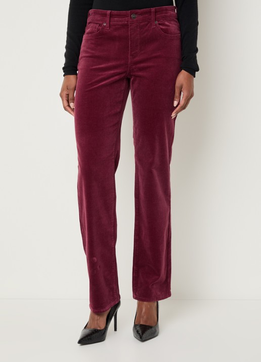 NYDJ Marilyn high waist straight fit chino van corduroy - detail bordeauxrood