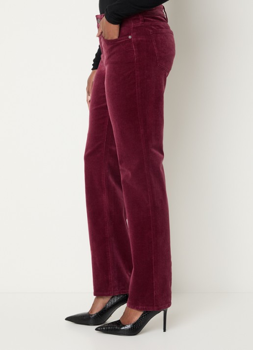 NYDJ Marilyn high waist straight fit chino van corduroy - detail 2 bordeauxrood