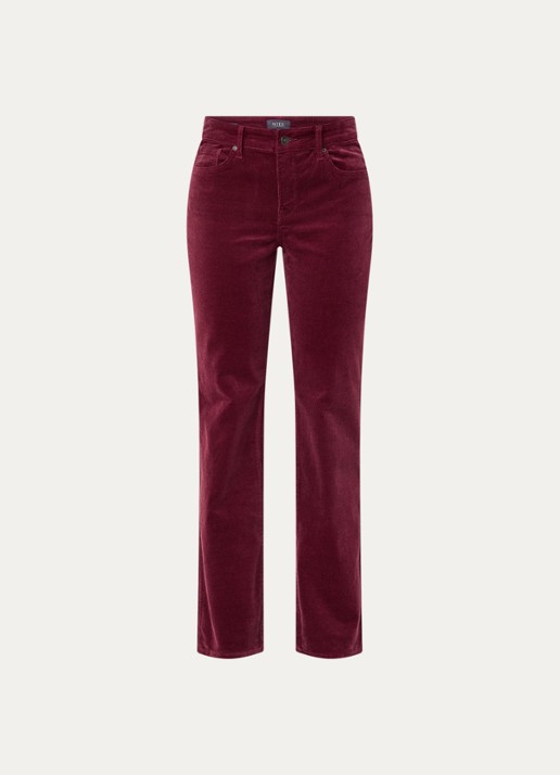 NYDJ Marilyn high waist straight fit chino van corduroy - voorkant 3 bordeauxrood