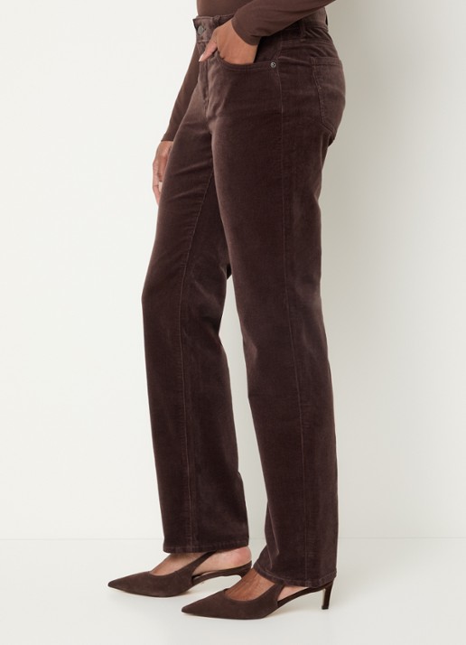 NYDJ Marilyn high waist straight fit chino van corduroy - detail 2 donkerbruin