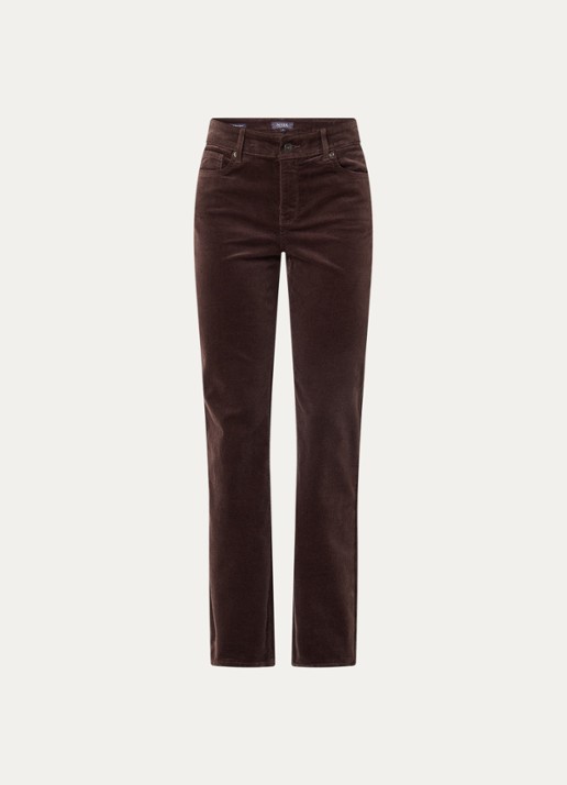 NYDJ Marilyn high waist straight fit chino van corduroy - voorkant 3 donkerbruin
