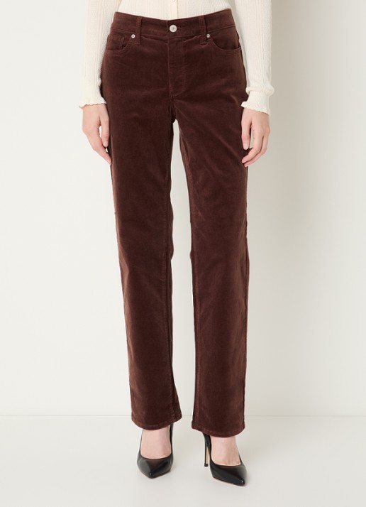 NYDJ Marilyn high waist straight fit chino van corduroy - detail 2 lichtbruin