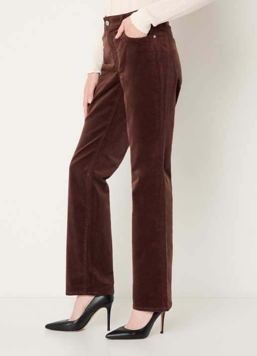 NYDJ Marilyn high waist straight fit chino van corduroy - detail 3 lichtbruin
