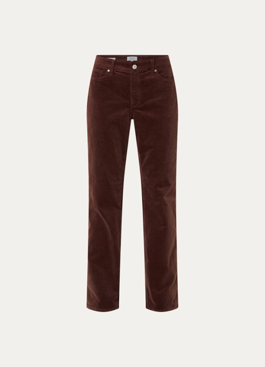 NYDJ Marilyn high waist straight fit chino van corduroy - voorkant 4 lichtbruin