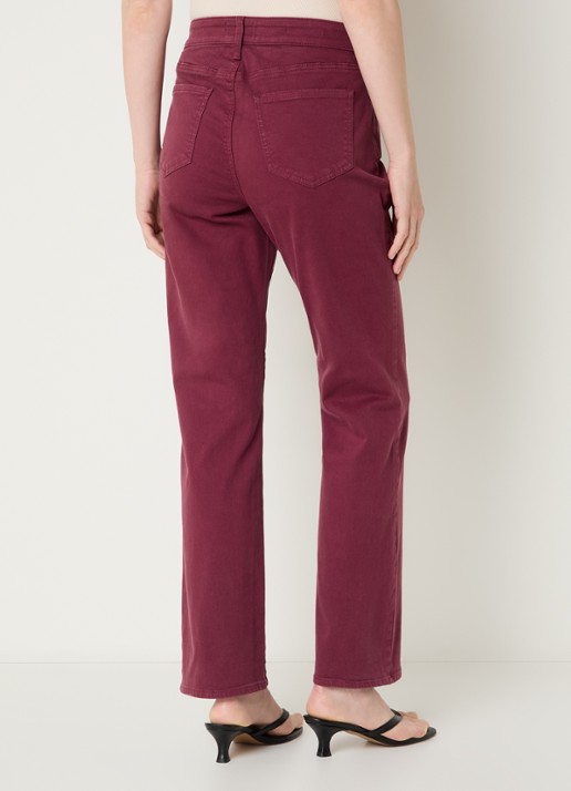 NYDJ Marilyn high waist straight leg jeans met steekzakken - achterkant 3 bordeauxrood