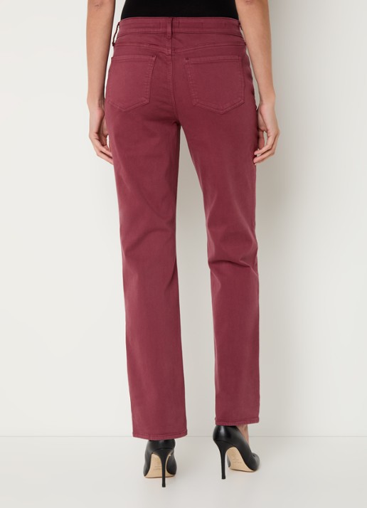 NYDJ Marilyn mid waist straight fit chino met stretch - achterkant cranberryrood