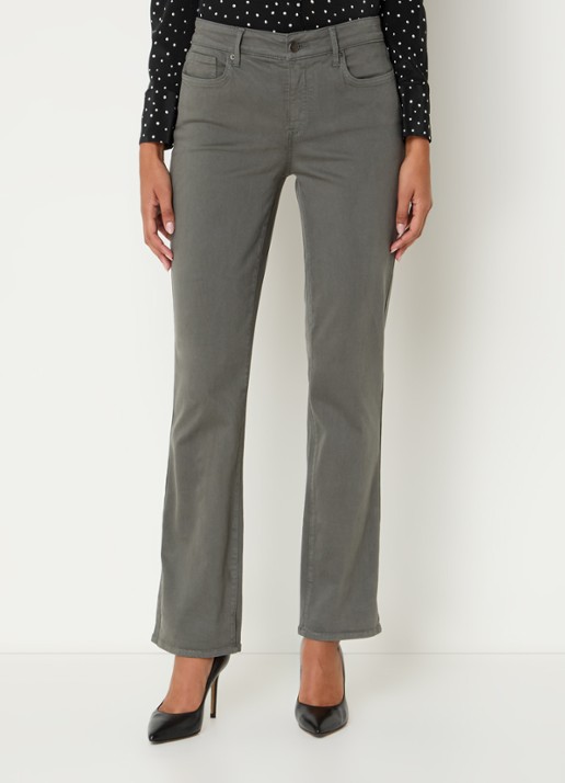 NYDJ Marilyn mid waist straight fit chino met stretch - detail olijfgroen