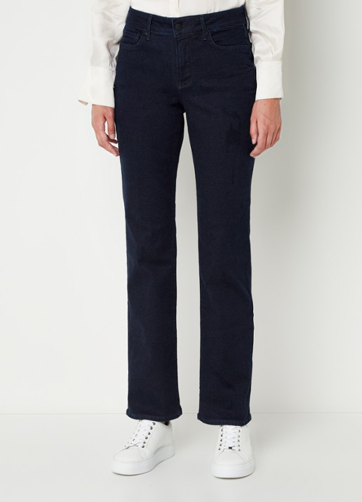 NYDJ Marilyn mid waist straight leg jeans met donkere wassing - detail 4 indigo