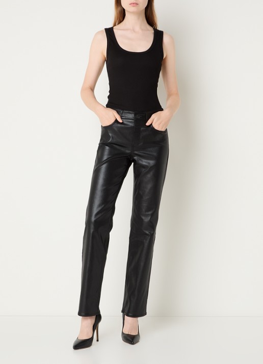 NYDJ Marilyn mid waist straight leg jeans met gekleurde wassing - voorkant 6 zwart