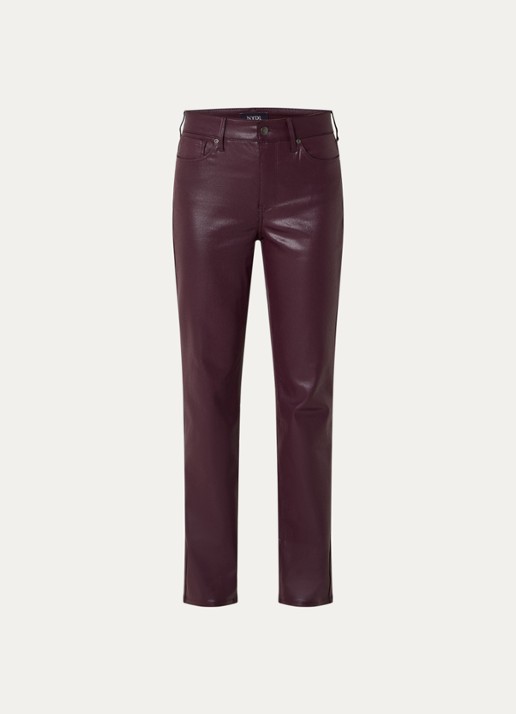 NYDJ Marilyn mid waist straight leg jeans met gekleurde wassing - voorkant 4 aubergine