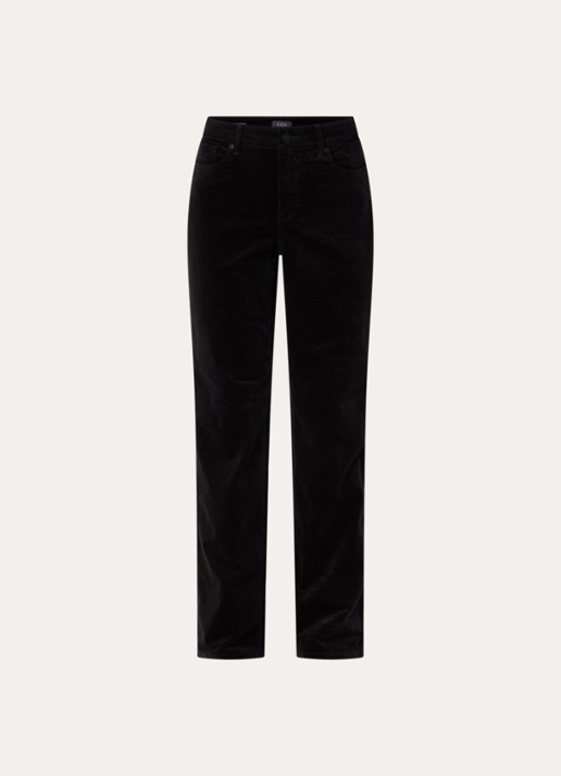 NYDJ Marilyn straight fit mid waisted pantalon van corduroy - voorkant 4 zwart
