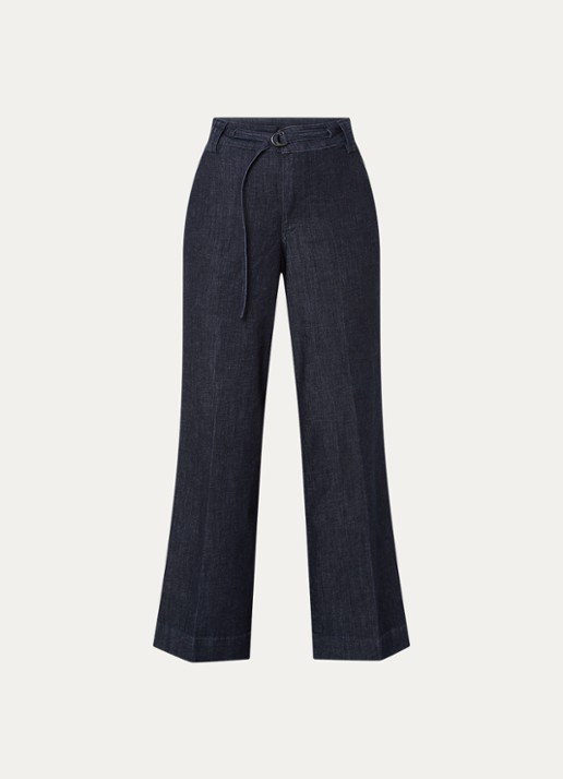 NYDJ Mia high waist wide leg jeans met ceintuur - voorkant 2 indigo