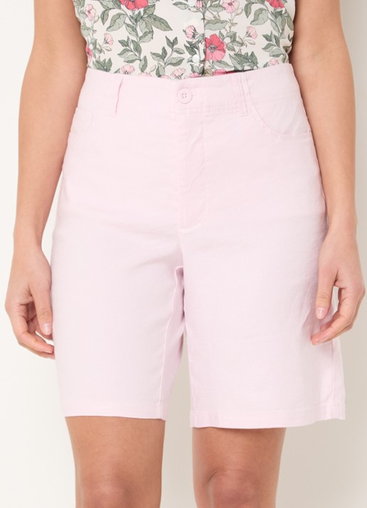 NYDJ Mid waist straight fit korte broek in linnenblend