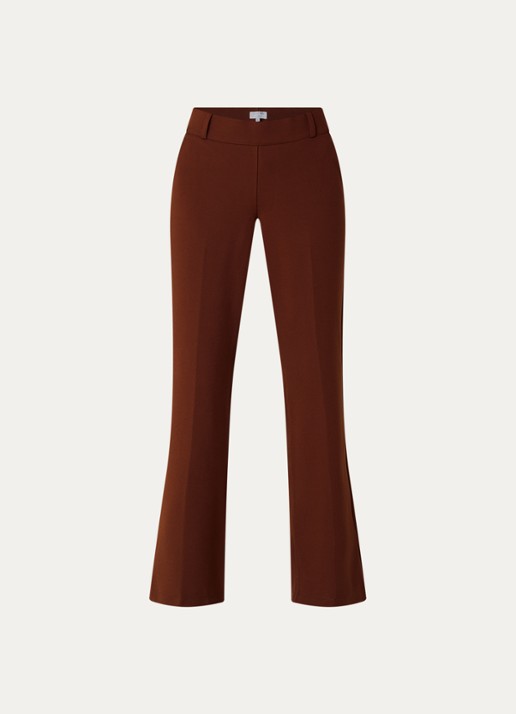 NYDJ Pull On high waist flared fit pantalon met steekzakken - voorkant chocoladebruin