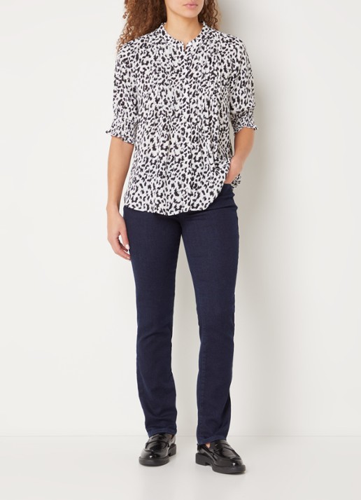 NYDJ Sheri mid waist slim fit jeans met stretch - voorkant 2 blauw