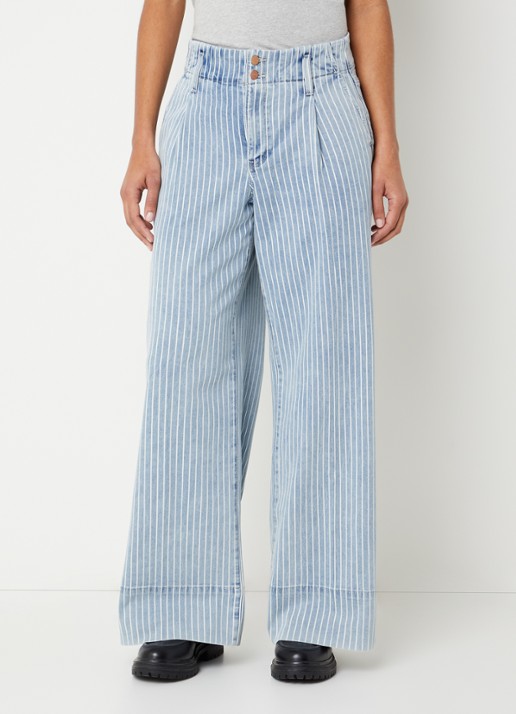 NYDJ Simone mid waist wide leg jeans met streepprint