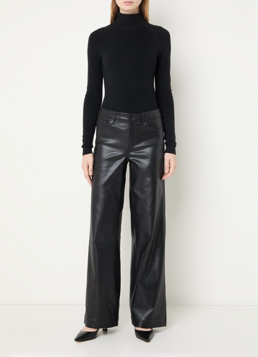 NYDJ Teresa high waist wide leg jeans met gekleurde wassing - voorkant 5 zwart
