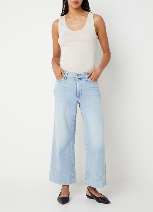 NYDJ Teresa high waist wide leg jeans met lichte wassing - voorkant 4 indigo