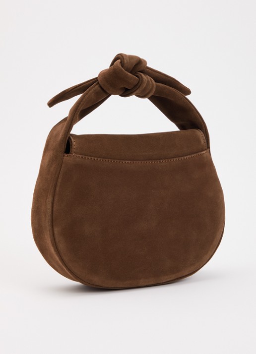 O My Bag Coco Croissant handtas van suède met afneembare schouderiem - achterkant 4 donkerbruin