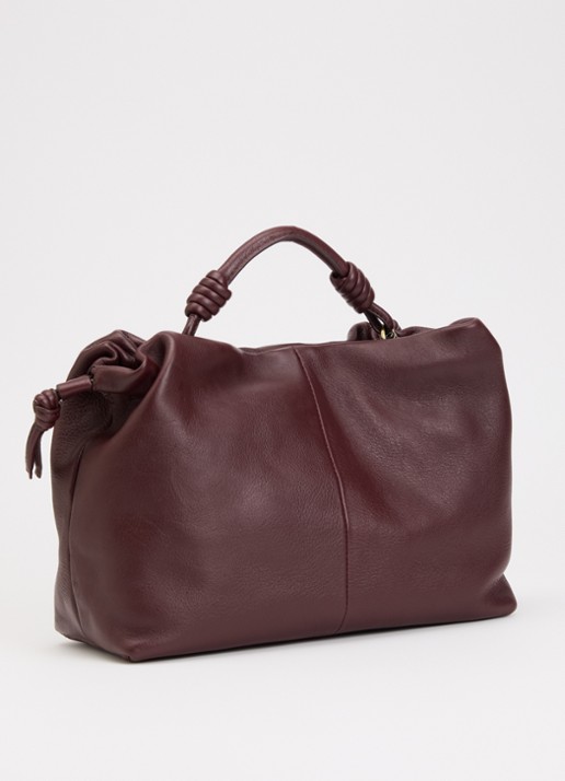 O My Bag Kiki Midi handtas van leer met afneembare schouderriem  - achterkant kersenrood