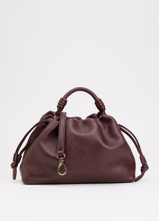 O My Bag Kiki Midi handtas van leer met afneembare schouderriem  - voorkant 2 kersenrood