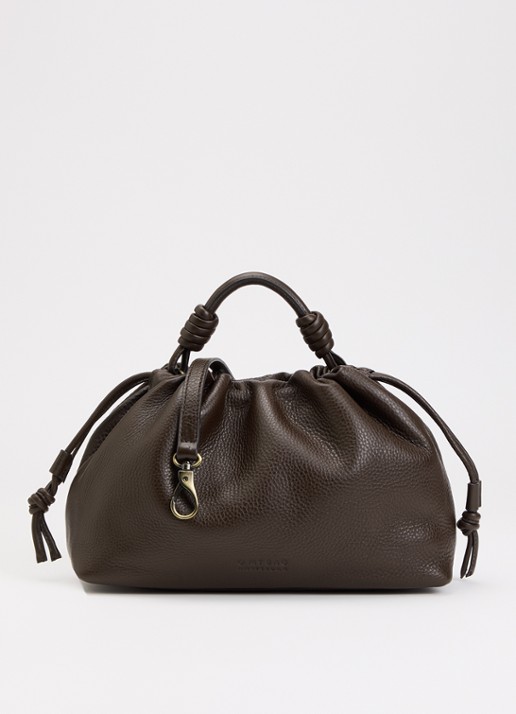 O My Bag Kiki Midi handtas van leer met afneembare schouderriem  - voorkant 2 chocoladebruin